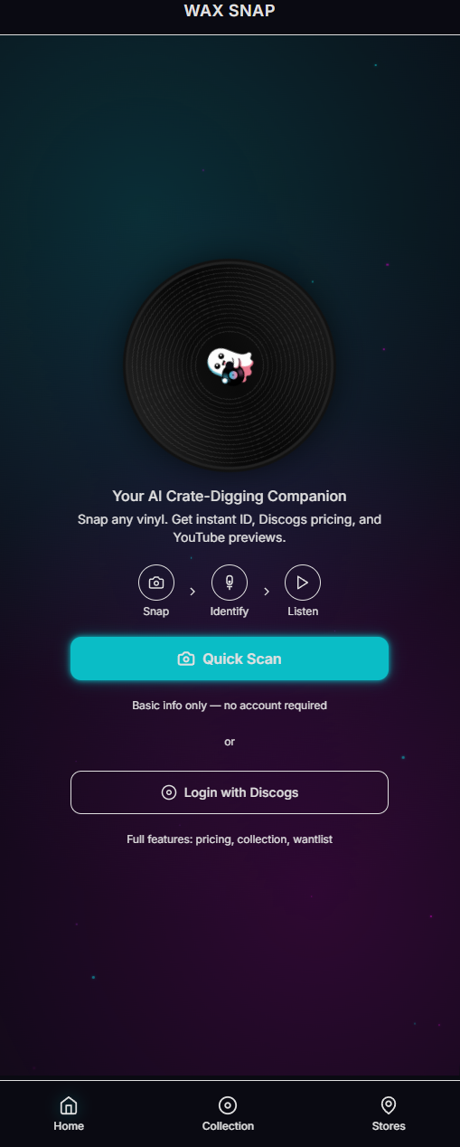 WAXSNAP mobile interface